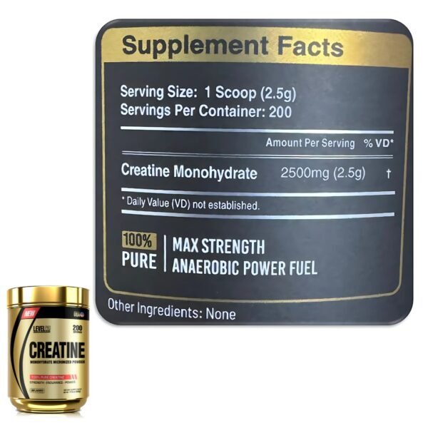 Creatina Level Pro 500gr Creatina Monohidratada 100% Pure Creatine